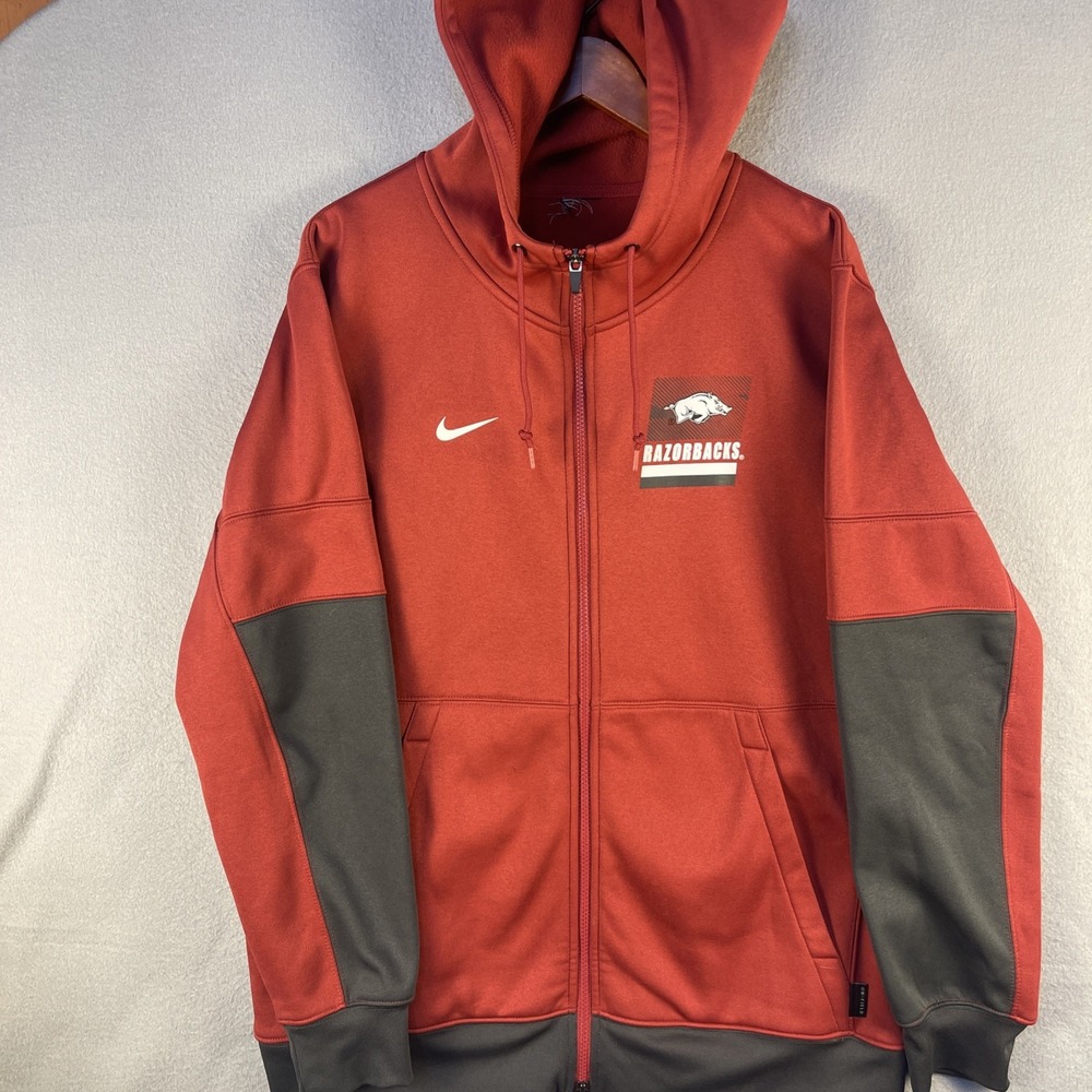 Nike Razorbacks Hoodie Mens XL Red Full Zip On Field Performance Football